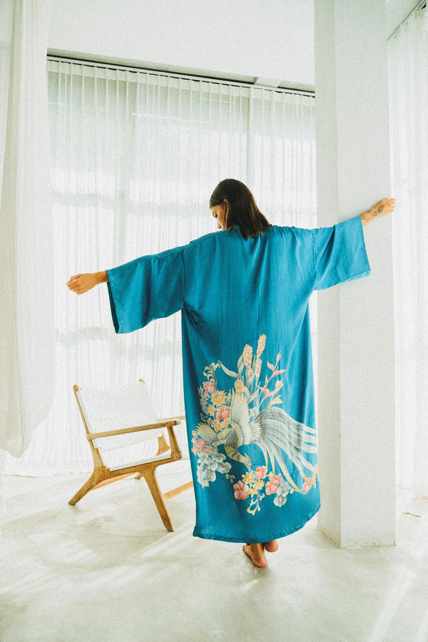 Mamasan / Water Phoenix Silk Kimono